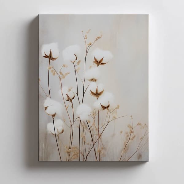 Bomuldsblomster Bomuldsblomster, 30x40 cm, guld aluminiumsramme, 230 gsm mat papir