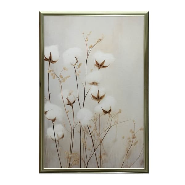 Bomuldsblomster Bomuldsblomster, 30x40 cm, guld aluminiumsramme, 230 gsm mat papir