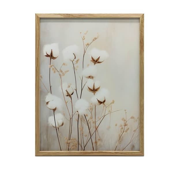 Bomuldsblomster Bomuldsblomster, 30x40 cm, guld aluminiumsramme, 230 gsm mat papir