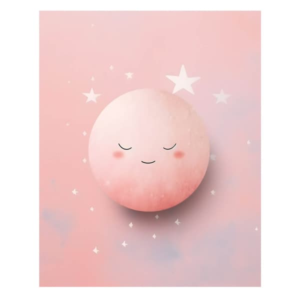Mysterious Pink Moon Mysterious Pink Moon, 60x90 cm, guld aluminiumsramme, 230 gsm mat papir