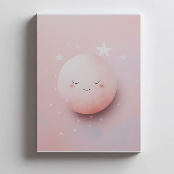 Mysterious Pink Moon Mysterious Pink Moon, 60x90 cm, guld aluminiumsramme, 230 gsm mat papir