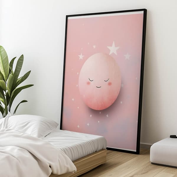 Mysterious Pink Moon Mysterious Pink Moon, 60x90 cm, guld aluminiumsramme, 230 gsm mat papir