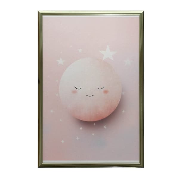 Mysterious Pink Moon Mysterious Pink Moon, 60x90 cm, guld aluminiumsramme, 230 gsm mat papir