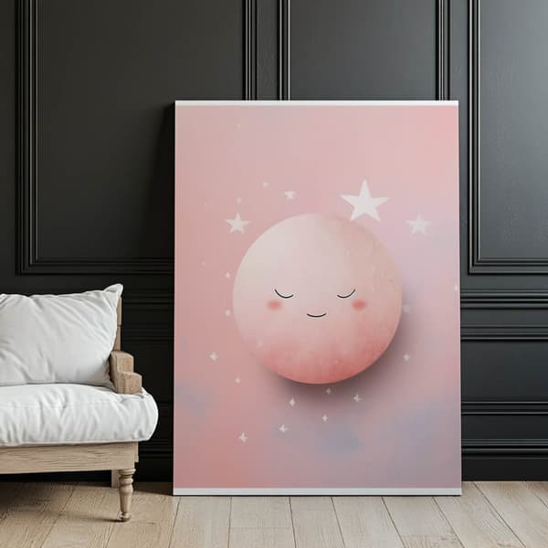 Mysterious Pink Moon Mysterious Pink Moon, 60x90 cm, guld aluminiumsramme, 230 gsm mat papir