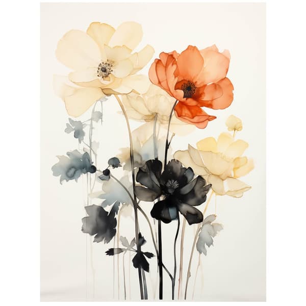 Blomstersymfoni i akvarel Blomstersymfoni i akvarel, 30x40 cm, uindrammet, 230 gsm mat papir