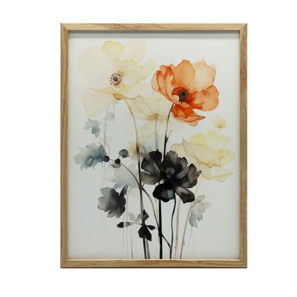 Blomstersymfoni i akvarel Blomstersymfoni i akvarel, 50x70 cm, sort aluminiumsramme, 230 gsm mat papir