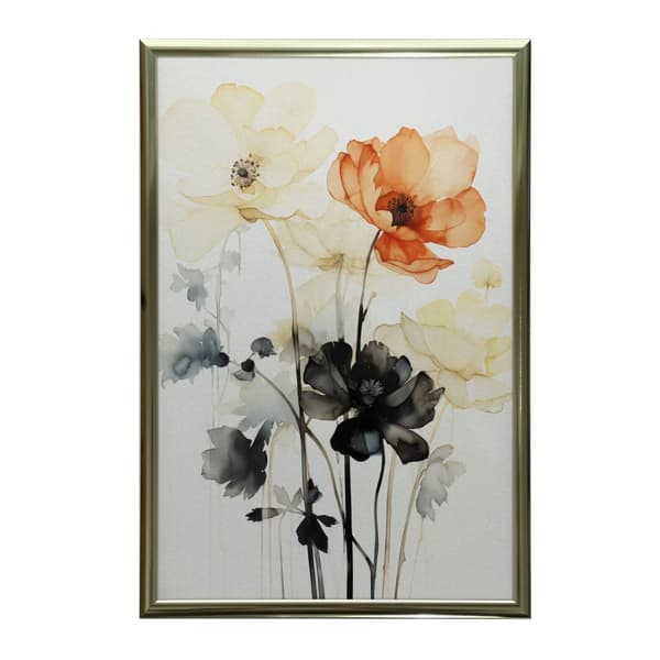 Blomsymfoni i akvarell Blomsymfoni i akvarell, 50x70 cm, ram i guld aluminium, 230 gsm matt papper