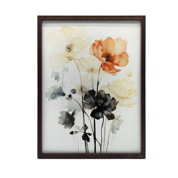 Blomstersymfoni i akvarel Blomstersymfoni i akvarel, 50x70 cm, mørkebrun træramme, 230 gsm mat papir