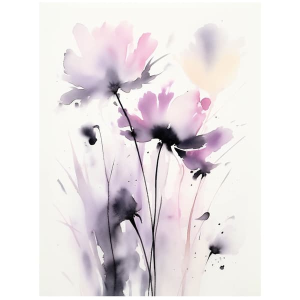 Delikate akvarelblomster Delikate akvarelblomster, 40x50 cm, uindrammet, 230 gsm mat papir
