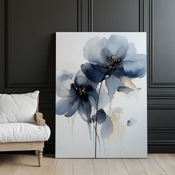 Navy Blue Elegance in Watercolour Navy Blue Elegance in Watercolour, 30x40 cm, kehystämätön, premium canvas paareilla