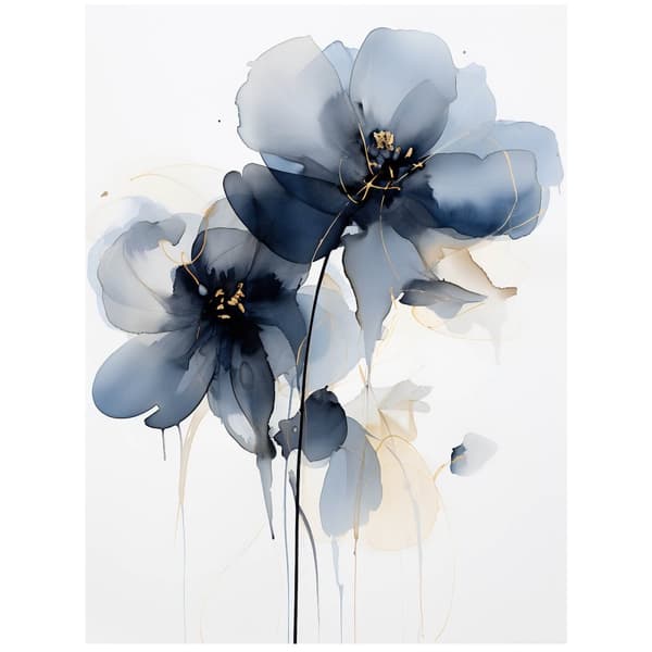 Navy Blue Elegance in Watercolour Navy Blue Elegance in Watercolour, 70x100 cm, kultainen alumiinikehys, 230 gsm mattapaperi