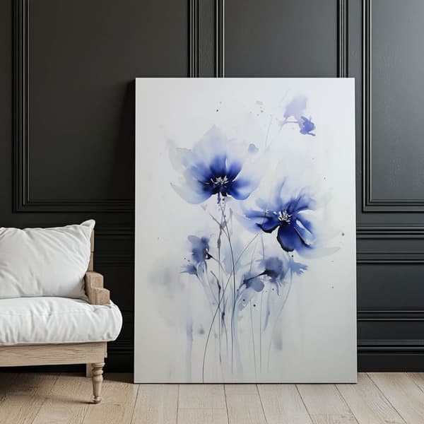 Delicate Blue Flowers Delicate Blue Flowers, 70x100 cm, svart aluminiumram, 230 gsm matt papper