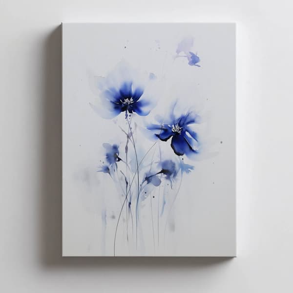 Delicate Blue Flowers Delicate Blue Flowers, 70x100 cm, guld aluminiumsramme, 230 gsm mat papir