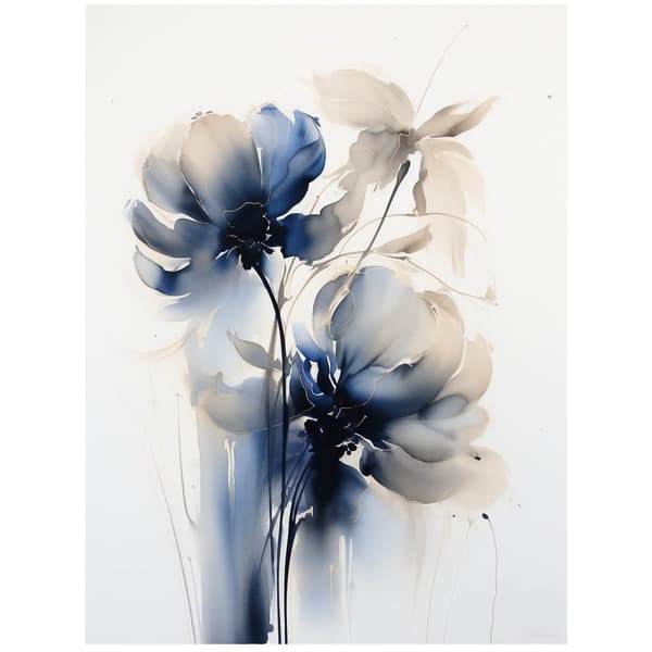 Blå blommor i akvarell Blå blommor i akvarell, 30x40 cm, svart aluminiumram, 230 gsm matt papper