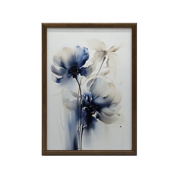Blå blommor i akvarell Blå blommor i akvarell, 30x40 cm, svart aluminiumram, 230 gsm matt papper