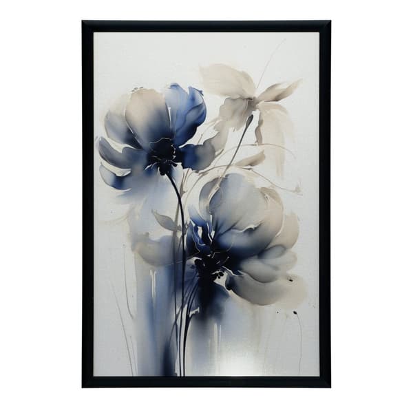 Blå blommor i akvarell Blå blommor i akvarell, 30x40 cm, svart aluminiumram, 230 gsm matt papper
