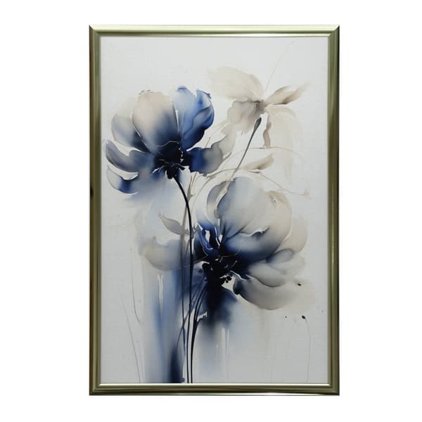 Blå blommor i akvarell Blå blommor i akvarell, 30x40 cm, svart aluminiumram, 230 gsm matt papper