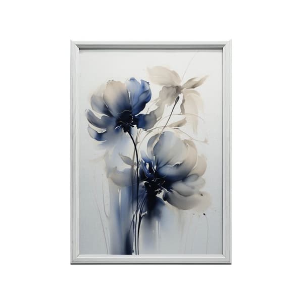Blå blommor i akvarell Blå blommor i akvarell, 30x40 cm, svart aluminiumram, 230 gsm matt papper