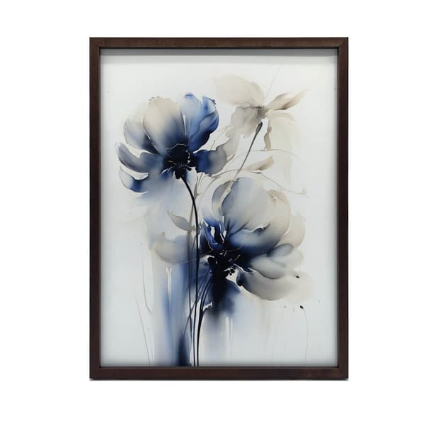 Blå blommor i akvarell Blå blommor i akvarell, 30x40 cm, svart aluminiumram, 230 gsm matt papper