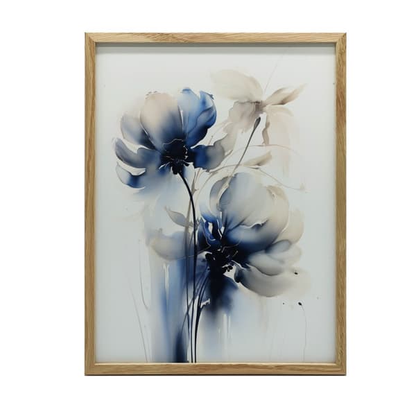 Blå blommor i akvarell Blå blommor i akvarell, 30x40 cm, svart aluminiumram, 230 gsm matt papper