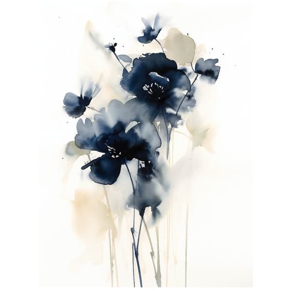 Mørkeblå blomster Mørkeblå blomster, 60x90 cm, uindrammet, 230 gsm mat papir