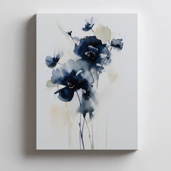 Mørkeblå blomster Mørkeblå blomster, 60x90 cm, uindrammet, 230 gsm mat papir