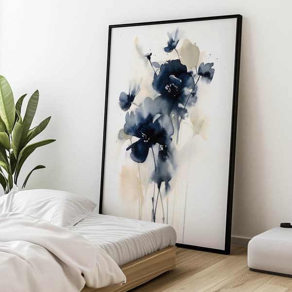 Mørkeblå blomster Mørkeblå blomster, 60x90 cm, uindrammet, 230 gsm mat papir