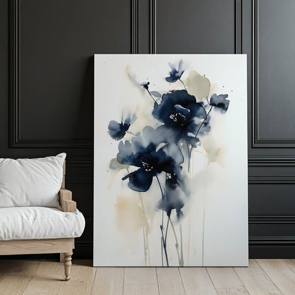 Mørkeblå blomster Mørkeblå blomster, 60x90 cm, uindrammet, 230 gsm mat papir
