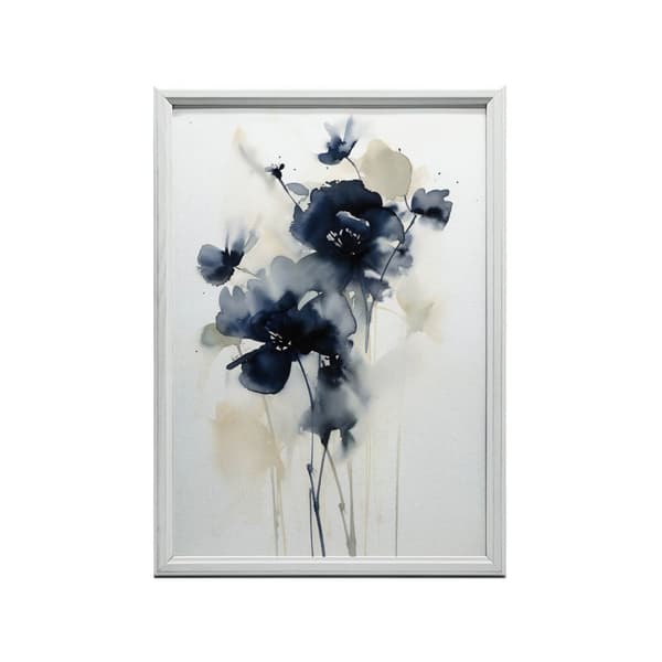 Mørkeblå blomster Mørkeblå blomster, 30x40 cm, uindrammet, premium lærred på båreramme