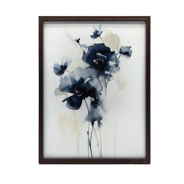 Mørkeblå blomster Mørkeblå blomster, 30x40 cm, uindrammet, premium lærred på båreramme