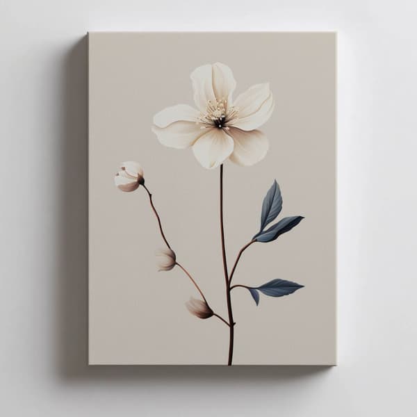 White Anemone - Minimalist Beauty White Anemone - Minimalist Beauty, 40x50 cm, sort aluminiumsramme, 230 gsm mat papir