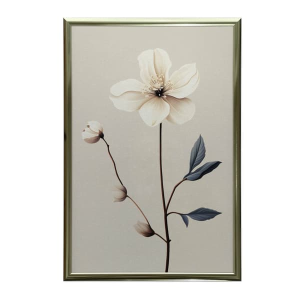 White Anemone - Minimalist Beauty White Anemone - Minimalist Beauty, 40x50 cm, sort aluminiumsramme, 230 gsm mat papir