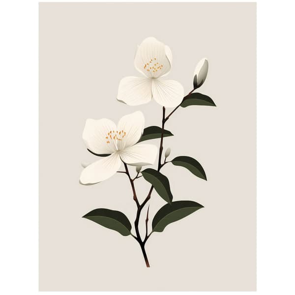 Jasmine Branch Jasmine Branch, 30x40 cm, guld aluminiumsramme, 230 gsm mat papir