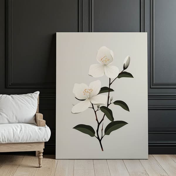 Jasmine Branch Jasmine Branch, 30x40 cm, guld aluminiumsramme, 230 gsm mat papir