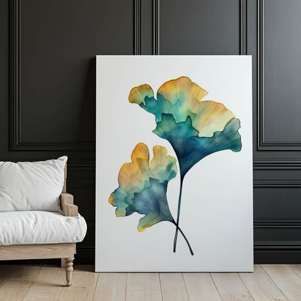 Ginkgo Leaves Ginkgo Leaves, 50x70 cm, uindrammet, premium lærred på båreramme