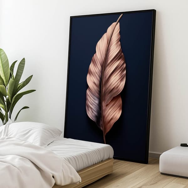 Luksusblad i rosaguld Luksusblad i rosaguld, 70x100 cm, sort aluminiumsramme, 230 gsm mat papir