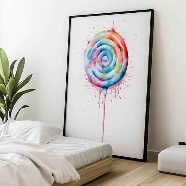Rainbow Lollipop Rainbow Lollipop, 60x90 cm, sort aluminiumsramme, 230 gsm mat papir