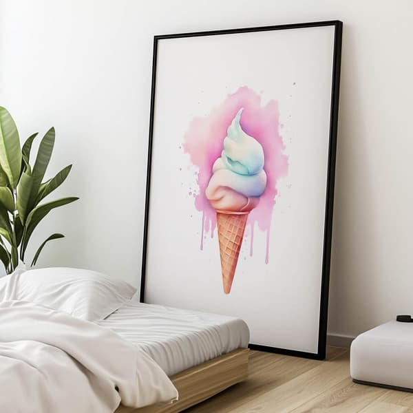 Rainbow Ice Cream Rainbow Ice Cream, 40x50 cm, sort aluminiumsramme, 230 gsm mat papir