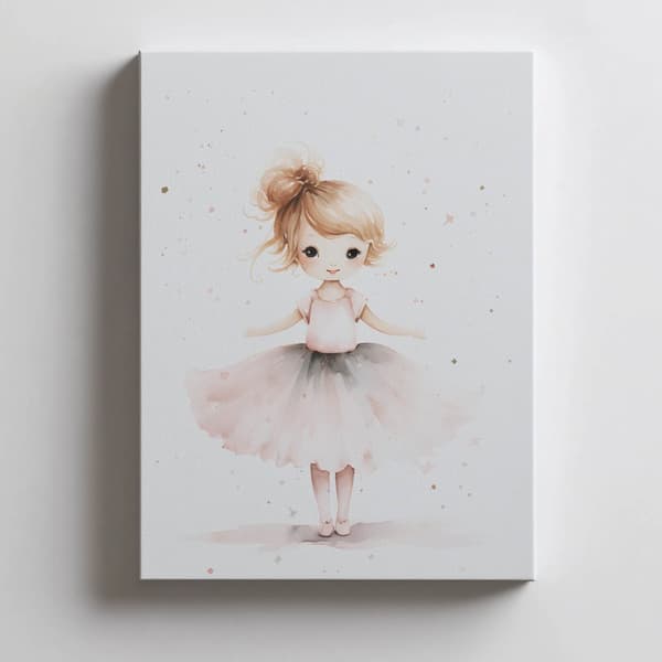 Pink Ballerina - Dancing Elegance Pink Ballerina - Dancing Elegance, 30x40 cm, guld aluminiumsramme, 230 gsm mat papir