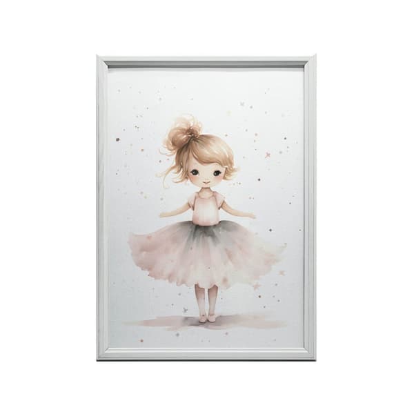 Pink Ballerina - Dancing Elegance Pink Ballerina - Dancing Elegance, 30x40 cm, guld aluminiumsramme, 230 gsm mat papir