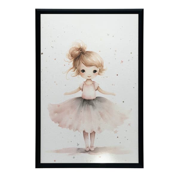 Pink Ballerina - Dancing Elegance Pink Ballerina - Dancing Elegance, 30x40 cm, guld aluminiumsramme, 230 gsm mat papir