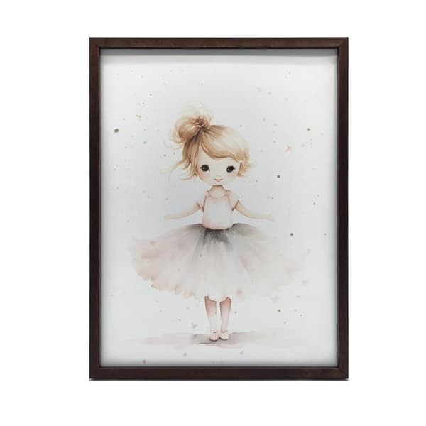 Pink Ballerina - Dancing Elegance Pink Ballerina - Dancing Elegance, 30x40 cm, guld aluminiumsramme, 230 gsm mat papir