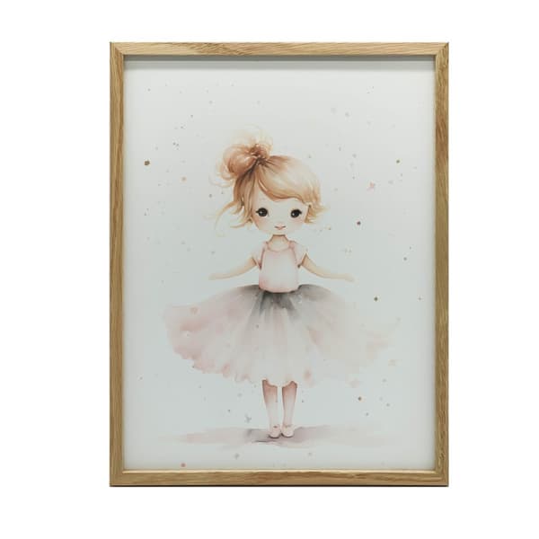 Pink Ballerina - Dancing Elegance Pink Ballerina - Dancing Elegance, 30x40 cm, guld aluminiumsramme, 230 gsm mat papir