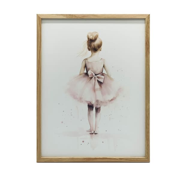 Pink Ballerina - Dancing Princess Pink Ballerina - Dancing Princess, 30x40 cm, mørkebrun træramme, 230 gsm mat papir