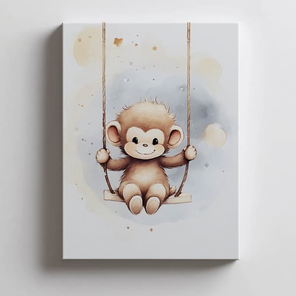 Monkey on a Swing Monkey on a Swing, 70x100 cm, oinramad, premiumduk på bår