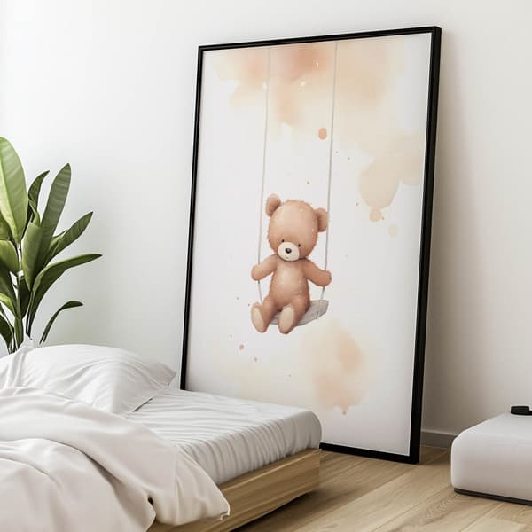 Bamse på gynge Bamse på gynge, 70x100 cm, uindrammet, 230 gsm mat papir