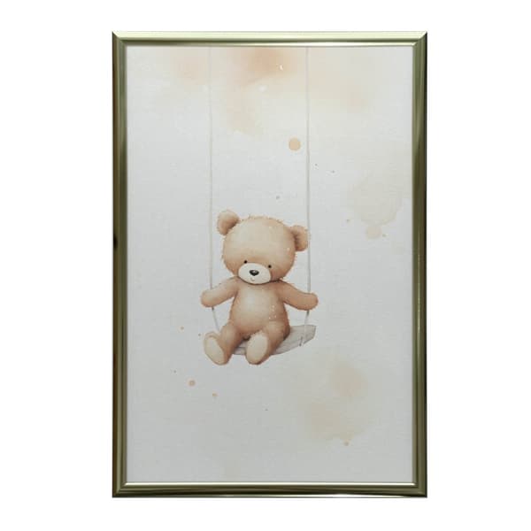 Teddy Bear on a Swing Teddy Bear on a Swing, 70x100 cm, svart aluminiumram, 230 gsm matt papper