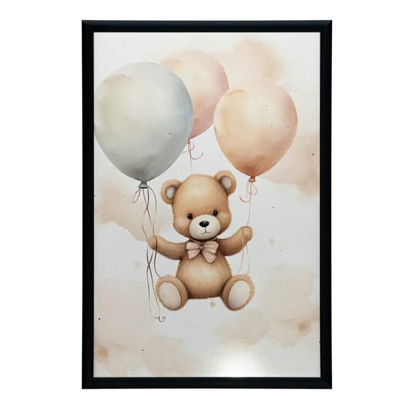 Nalle ilmapallomatkalla Nalle ilmapallomatkalla, 50x70 cm, tummanruskea puurunko, 230 gsm mattapaperi