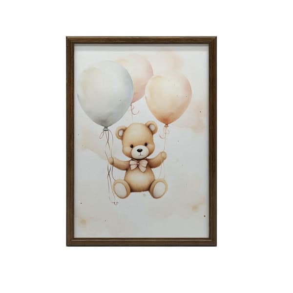 Nalle ilmapallomatkalla Nalle ilmapallomatkalla, 50x70 cm, tummanruskea puurunko, 230 gsm mattapaperi