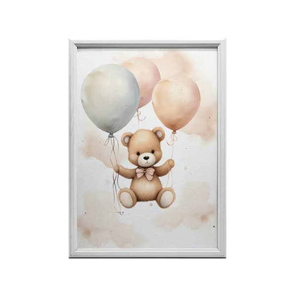 Nalle ilmapallomatkalla Nalle ilmapallomatkalla, 50x70 cm, tummanruskea puurunko, 230 gsm mattapaperi